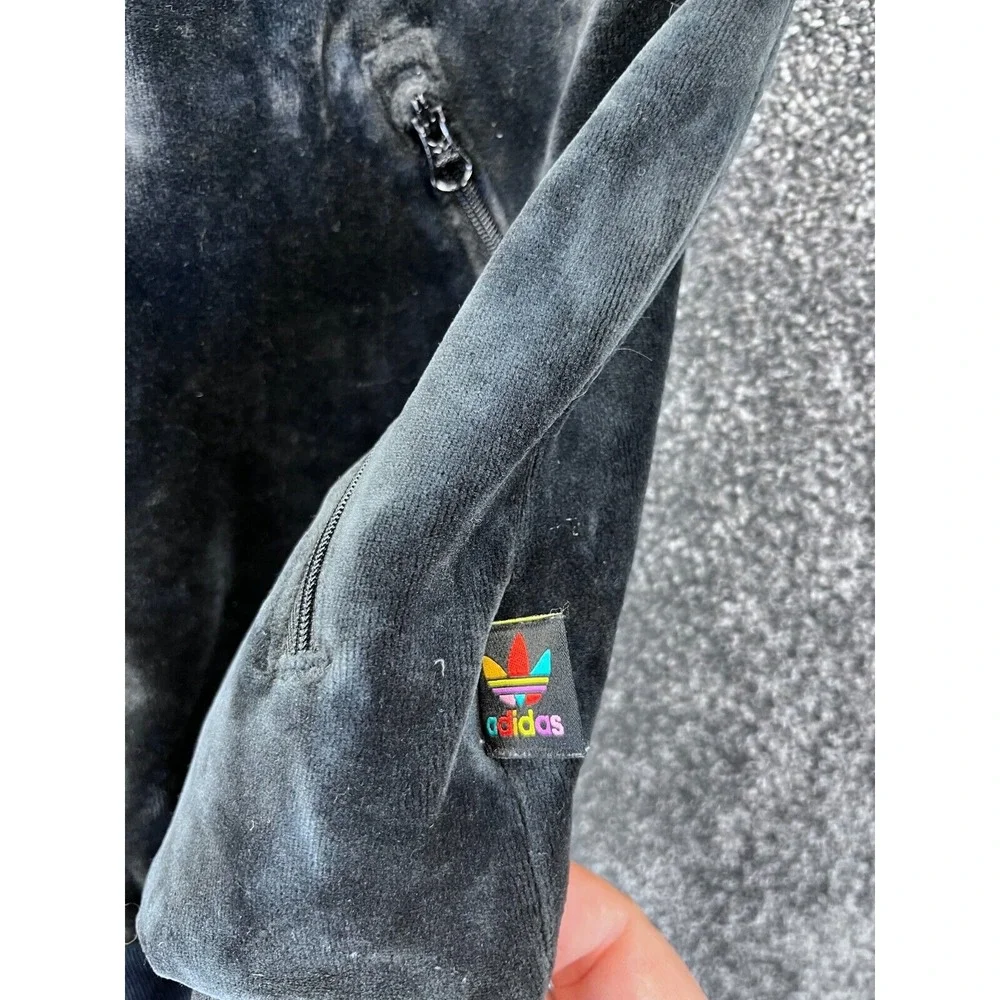Adidas Jacket Woens S Pharrell Williams Velour Track Front Zip Side Pocket Black